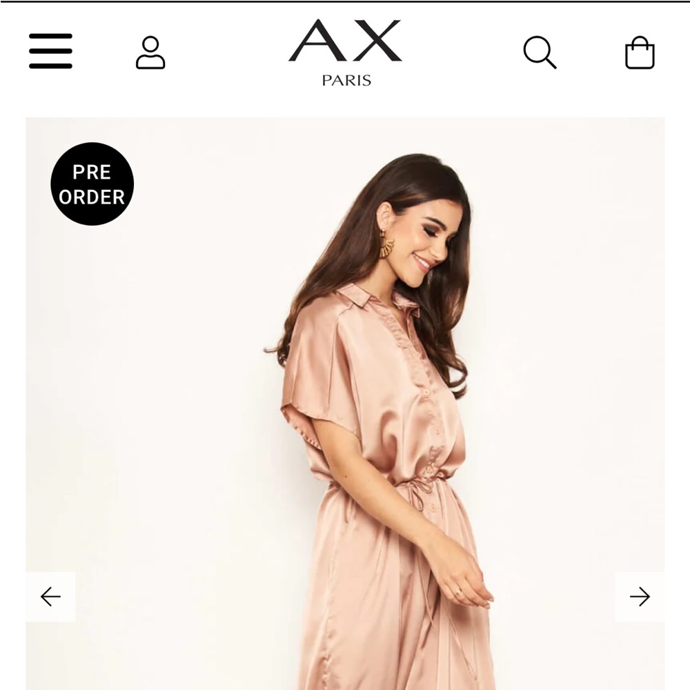 AX Paris smooth satin shimmering rose gold jumpsuit  cropped hem cinched w/ belt